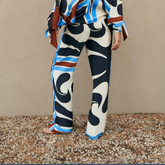 ZARA PRINTED SATIN EFFECT PALAZZO TROUSER PANTS $119 - Picture 5 of 10